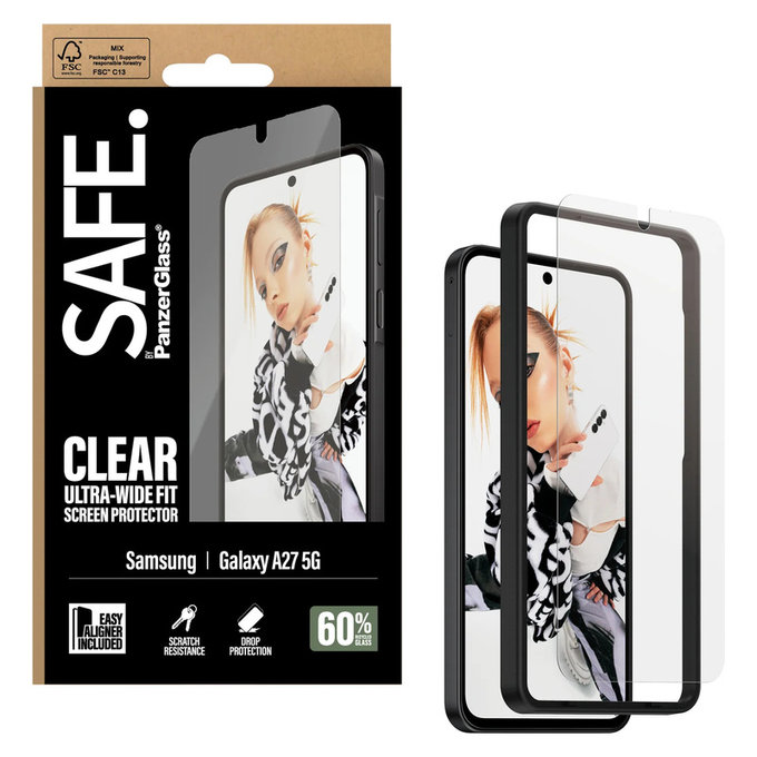 Tvrzené sklo UWF s aplikátorem pro Samsung Galaxy A27, Čirá, SAFE by PanzerGlass