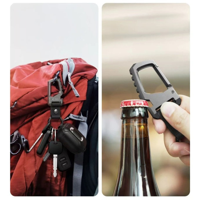 Klíčenka Slidelock Carabiner Keychain, Gunmetal, Tech-Protect