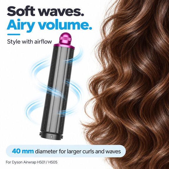 Dlouhý kulmovací nástavec pro Dyson Airwrap HS01, HS05, 40 mm, Nickel / Fuchsia
