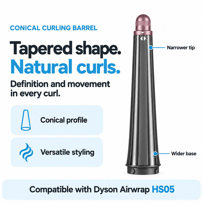 Kónický kulmovací nástavec pro Dyson Airwrap HS05, Ceramic Pink / Rose Gold