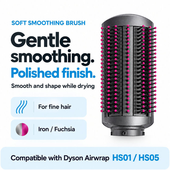 Jemný vyhlazovací kartáč pro Dyson Airwrap HS01, HS05, Iron / Fuchsia