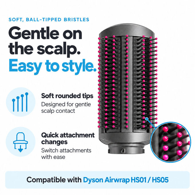 Jemný vyhlazovací kartáč pro Dyson Airwrap HS01, HS05, Iron / Fuchsia