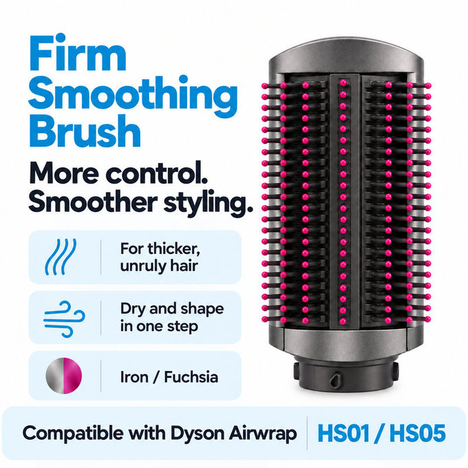 Pevný vyhlazovací kartáč pro Dyson Airwrap HS01, HS05, Iron / Fuchsia