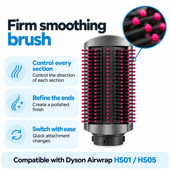 Pevný vyhlazovací kartáč pro Dyson Airwrap HS01, HS05, Iron / Fuchsia
