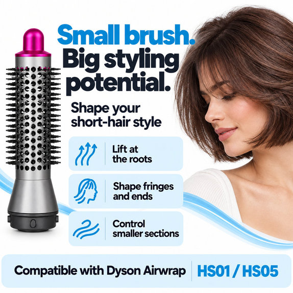 Malý kulatý kartáč pro objem pro Dyson Airwrap HS01, HS05, Iron / Fuchsia