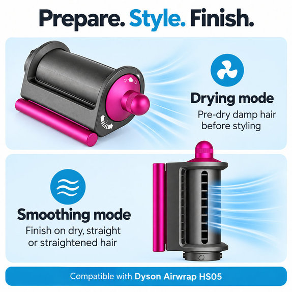 Vyhlazovací a sušicí nástavec Coanda pro Dyson Airwrap HS05, Iron / Fuchsia