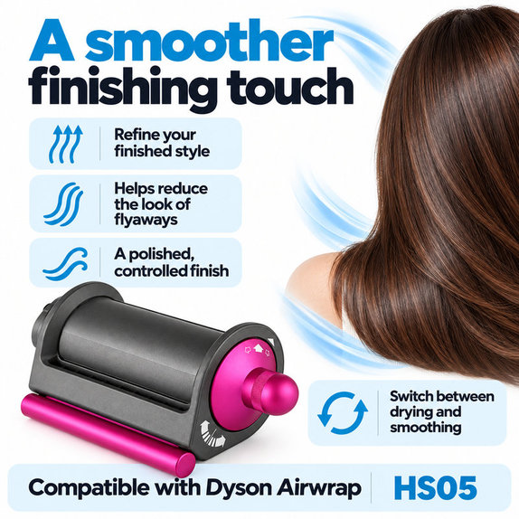 Vyhlazovací a sušicí nástavec Coanda pro Dyson Airwrap HS05, Iron / Fuchsia