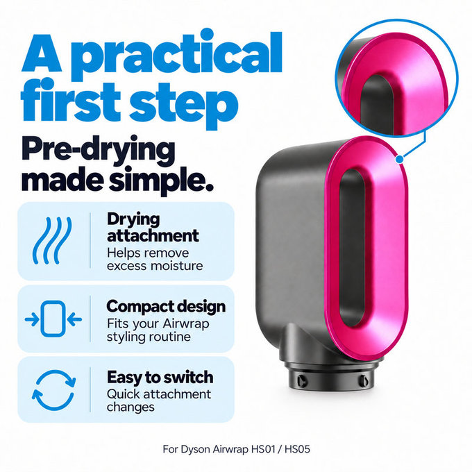 Nástavec pro rychlé vysoušení pro Dyson Airwrap HS01, HS05, Iron / Fuchsia