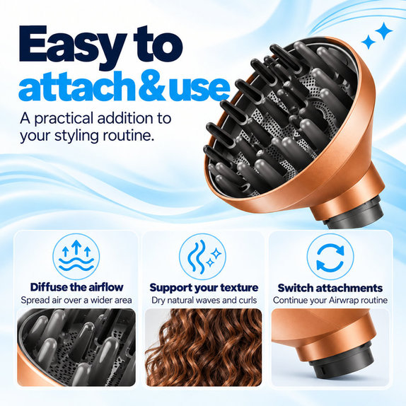 Difuzér Wave + Curl pro Dyson Airwrap HS01, HS05, HS08, Copper