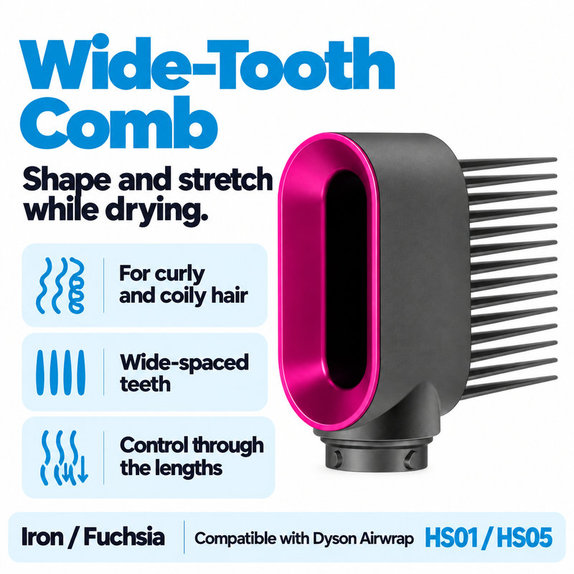 Hřeben se širokými zuby pro Dyson Airwrap HS01, HS05, Iron / Fuchsia