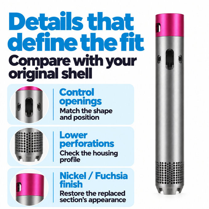 Kryt hlavního těla pro Dyson Airwrap HS01, HS05, Nickel / Fuchsia