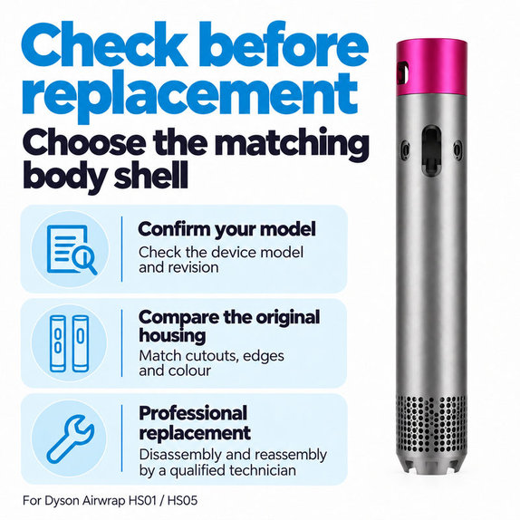 Kryt hlavního těla pro Dyson Airwrap HS01, HS05, Nickel / Fuchsia