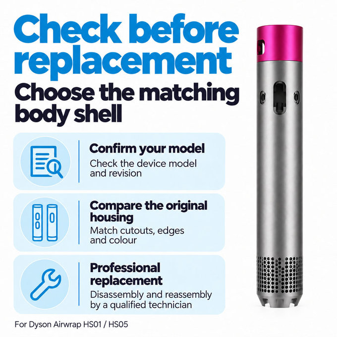 Kryt hlavního těla pro Dyson Airwrap HS01, HS05, Nickel / Fuchsia