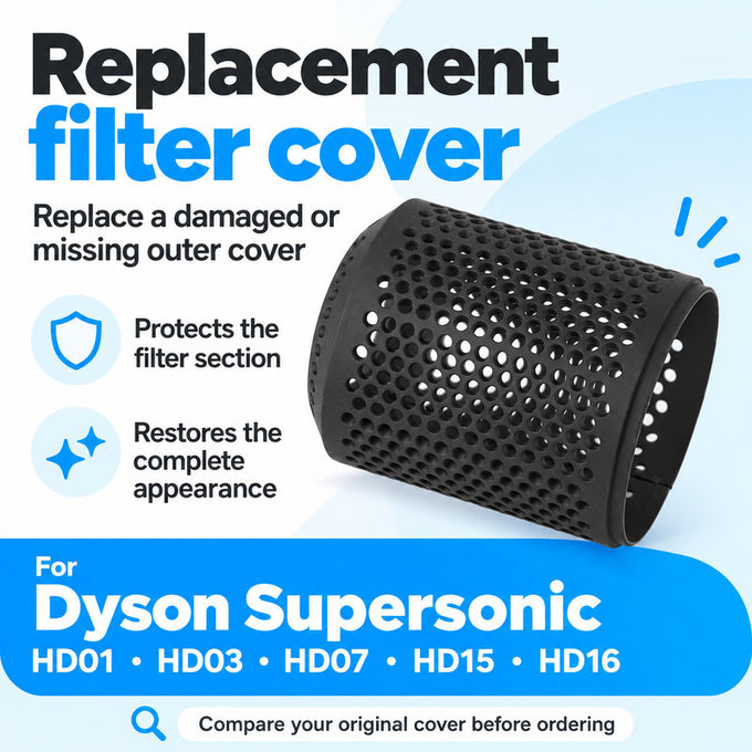 Kryt filtru pro Dyson Supersonic HD01, HD03, HD07, HD15, HD16, Iron / Fuchsia