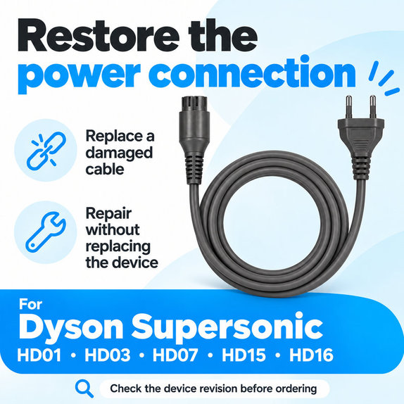 Napájecí kabel pro Dyson Supersonic HD01, HD03, HD07, HD15, HD16