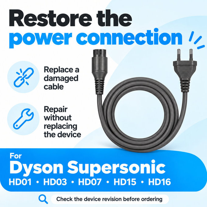 Napájecí kabel pro Dyson Supersonic HD01, HD03, HD07, HD15, HD16