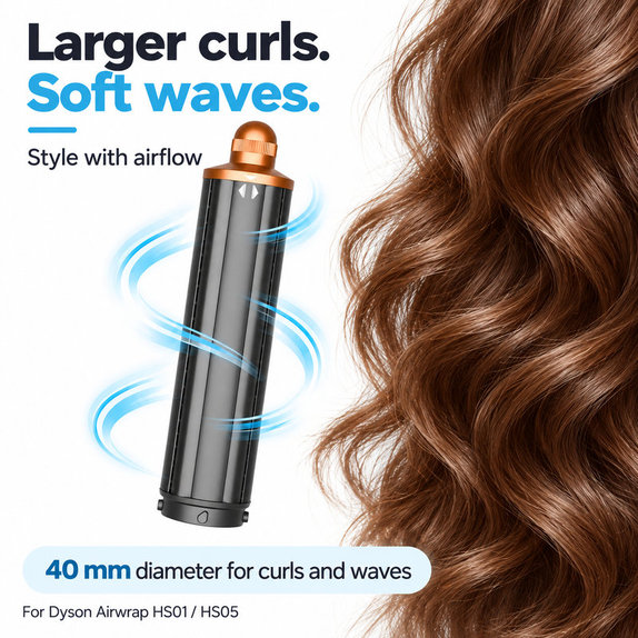Dlouhý kulmovací nástavec pro Dyson Airwrap HS01, HS05, 40 mm, Nickel / Copper