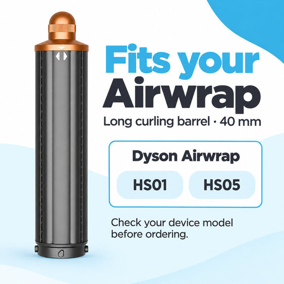 Dlouhý kulmovací nástavec pro Dyson Airwrap HS01, HS05, 40 mm, Nickel / Copper