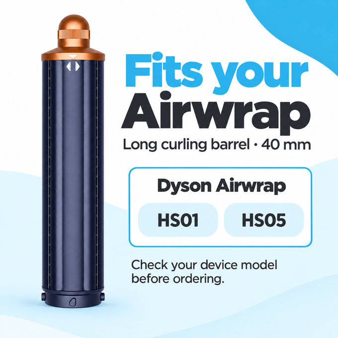 Dlouhý kulmovací nástavec pro Dyson Airwrap HS01, HS05, 40 mm, Prussian Blue / Rich Copper