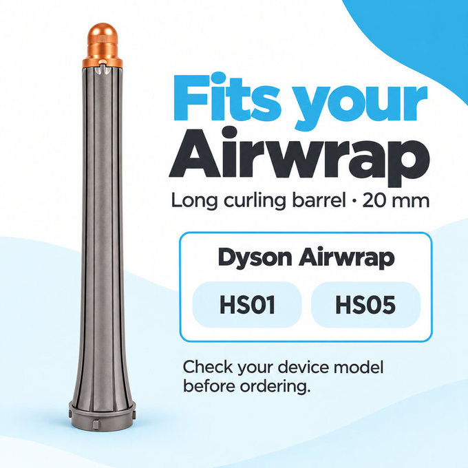 Dlouhý kulmovací nástavec pro Dyson Airwrap HS01, HS05, 20 mm, Nickel / Copper