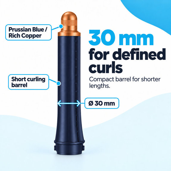 Krátký kulmovací nástavec pro Dyson Airwrap HS01, HS05, 30 mm, Prussian Blue / Rich Copper