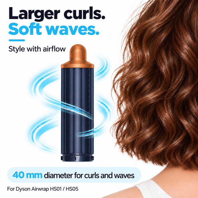 Krátký kulmovací nástavec pro Dyson Airwrap HS01, HS05, 40 mm, Prussian Blue / Rich Copper