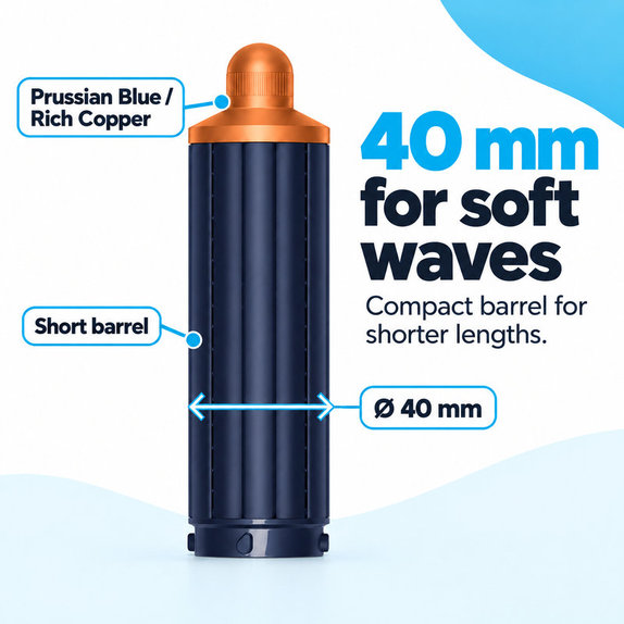 Krátký kulmovací nástavec pro Dyson Airwrap HS01, HS05, 40 mm, Prussian Blue / Rich Copper