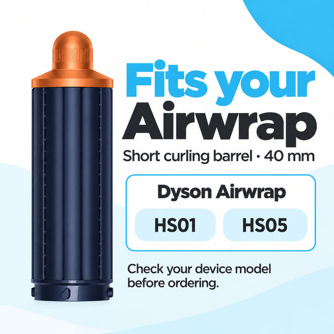 Krátký kulmovací nástavec pro Dyson Airwrap HS01, HS05, 40 mm, Prussian Blue / Rich Copper