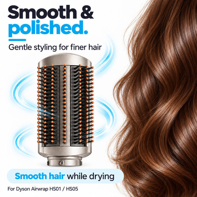 Jemný vyhlazovací kartáč pro Dyson Airwrap HS01, HS05, Nickel / Copper