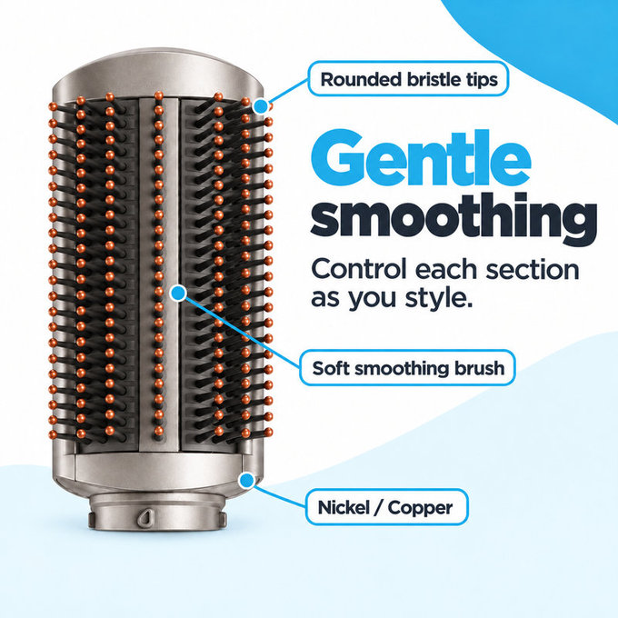 Jemný vyhlazovací kartáč pro Dyson Airwrap HS01, HS05, Nickel / Copper