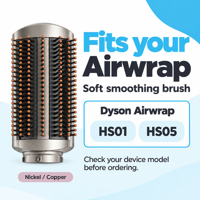 Jemný vyhlazovací kartáč pro Dyson Airwrap HS01, HS05, Nickel / Copper