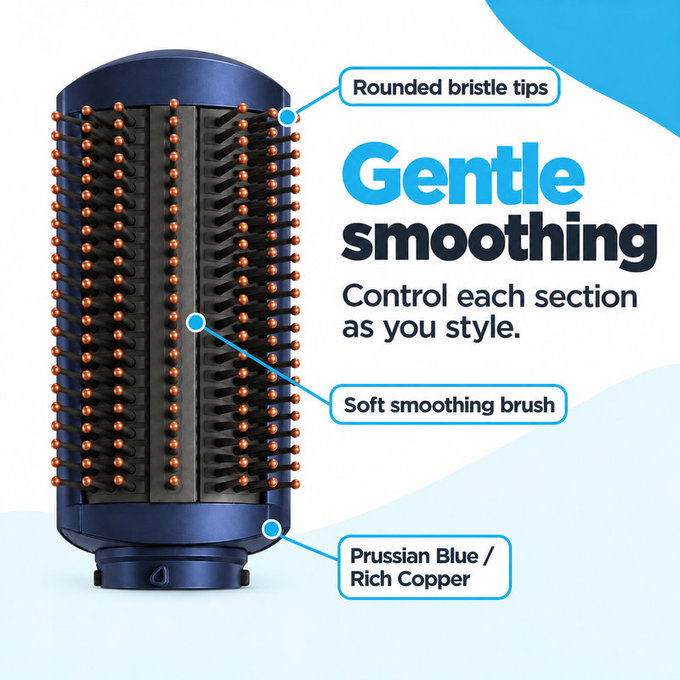 Jemný vyhlazovací kartáč pro Dyson Airwrap HS01, HS05, Prussian Blue / Rich Copper