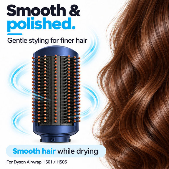 Jemný vyhlazovací kartáč pro Dyson Airwrap HS01, HS05, Prussian Blue / Rich Copper