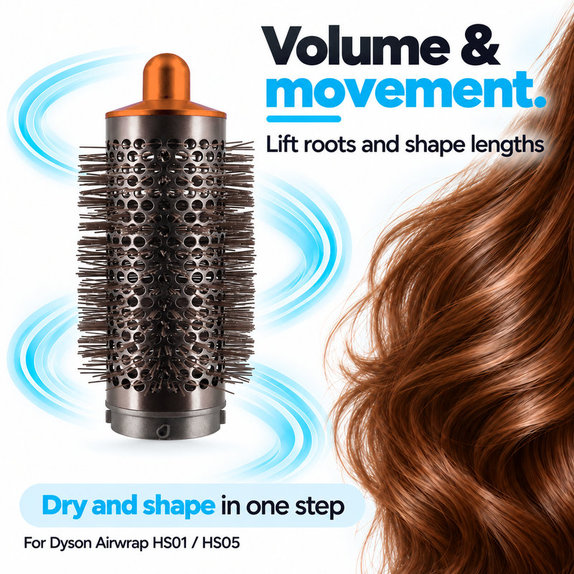 Střední kulatý kartáč pro objem pro Dyson Airwrap HS01, HS05, Nickel / Copper