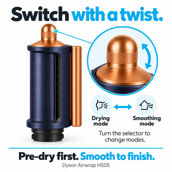Vyhlazovací a sušicí nástavec Coanda pro Dyson Airwrap HS05, Prussian Blue / Rich Copper
