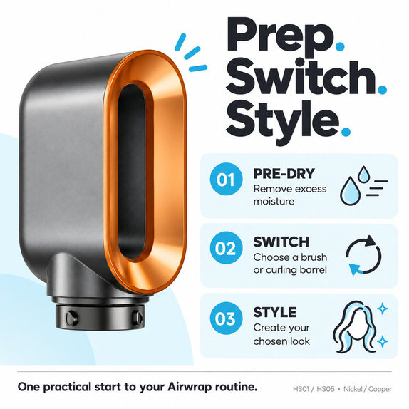 Nástavec pro rychlé vysoušení pro Dyson Airwrap HS01, HS05, Nickel / Copper