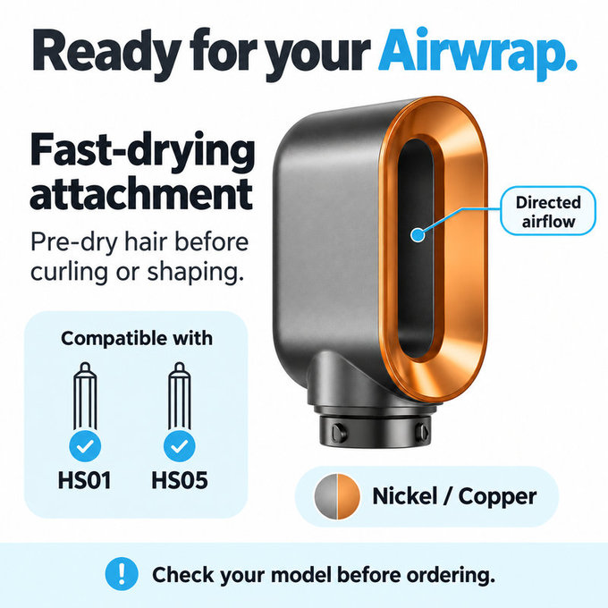 Nástavec pro rychlé vysoušení pro Dyson Airwrap HS01, HS05, Nickel / Copper