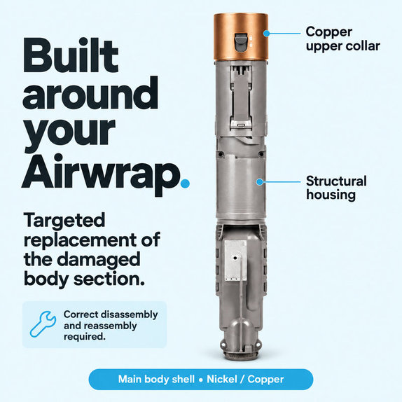 Kryt hlavního těla pro Dyson Airwrap HS01, HS05, Nickel / Copper