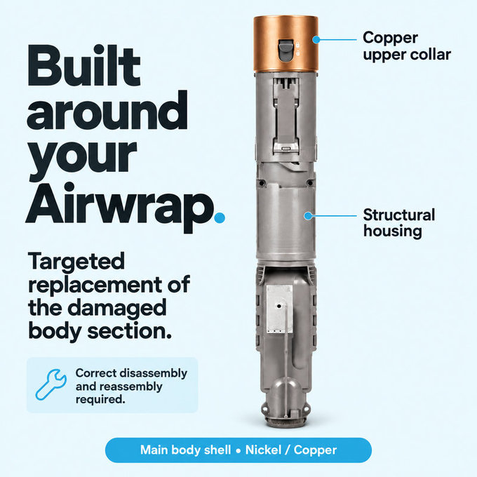 Kryt hlavního těla pro Dyson Airwrap HS01, HS05, Nickel / Copper