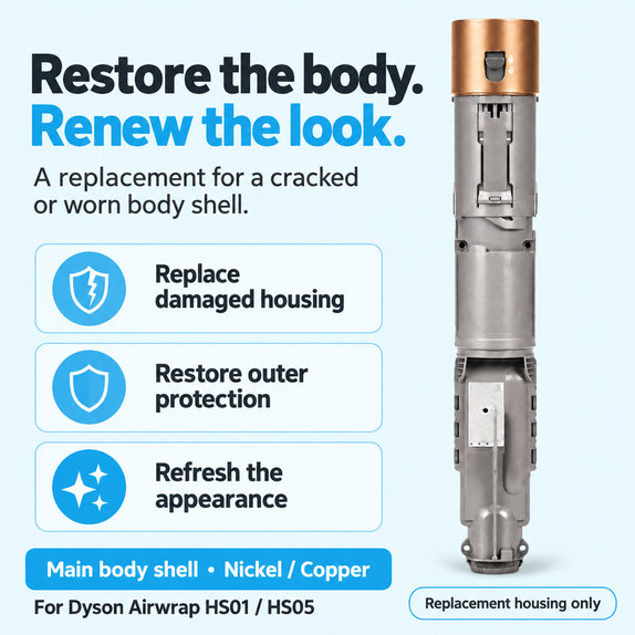 Kryt hlavního těla pro Dyson Airwrap HS01, HS05, Nickel / Copper