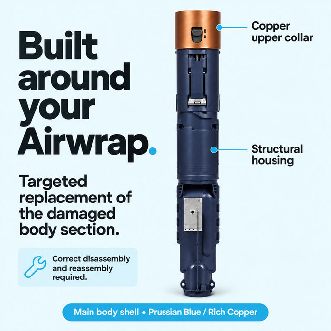 Kryt hlavního těla pro Dyson Airwrap HS01, HS05, Prussian Blue / Rich Copper