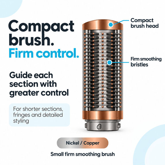 Malý pevný vyhlazovací kartáč pro Dyson Airwrap HS01, HS05, HS08, Nickel / Copper