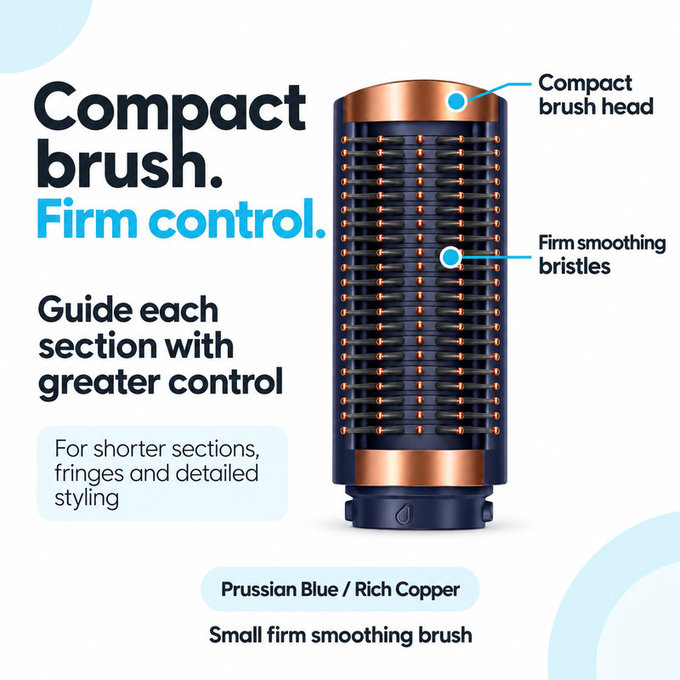 Malý pevný vyhlazovací kartáč pro Dyson Airwrap HS01, HS05, HS08, Prussian Blue / Rich Copper
