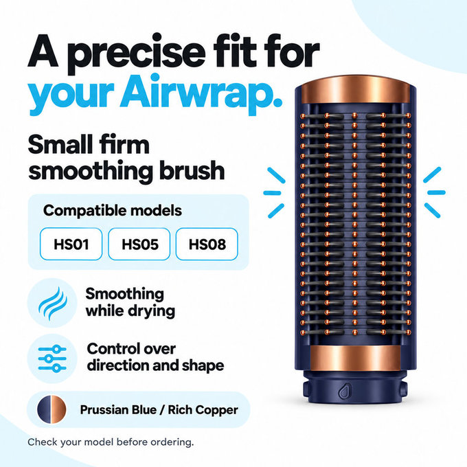 Malý pevný vyhlazovací kartáč pro Dyson Airwrap HS01, HS05, HS08, Prussian Blue / Rich Copper