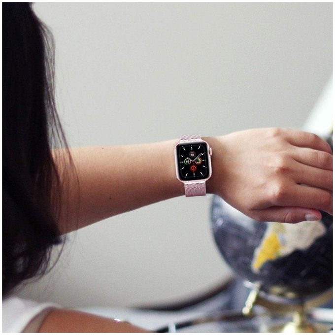 Řemínek Milaneseband pro Apple Watch 8 / 9 / 10 / 11 / SE (40 / 41 / 42 mm), Rose Gold, Tech-Protect