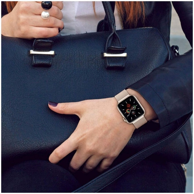 Řemínek Milaneseband pro Apple Watch 8 / 9 / 10 / 11 / SE (40 / 41 / 42 mm), Rose Gold, Tech-Protect