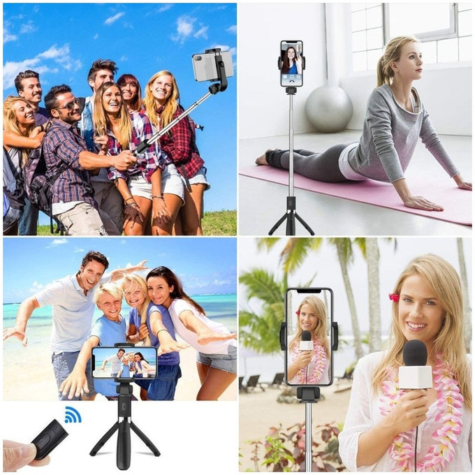 Selfie tyč SE stativem L02S, černá, Tech-Protect