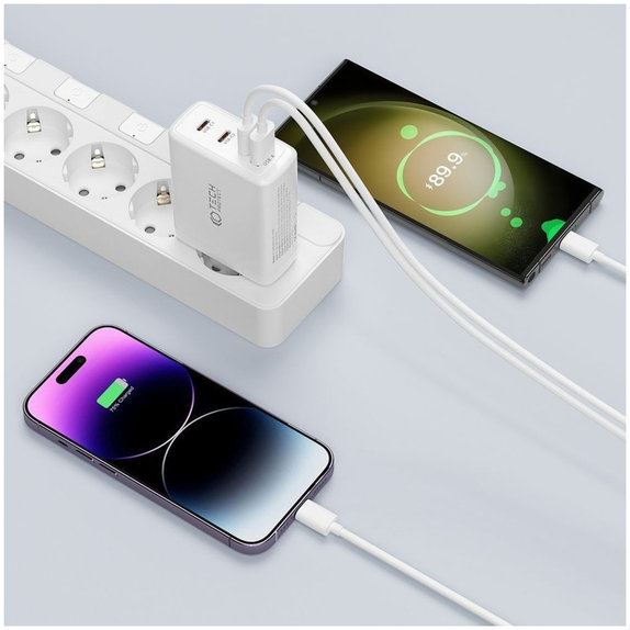 Síťová nabíječka NC100W-GAN 4-PORT PD 100W / QC3.0, bílá, Tech-Protect