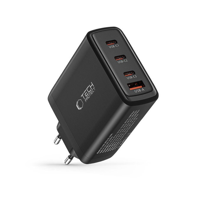Síťová nabíječka NC100W-GAN 4-PORT PD 100W / QC3.0, černá, Tech-Protect