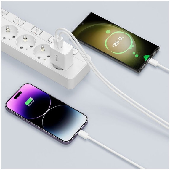 Síťová nabíječka C35W 2-PORT PD 35W + USB-C Cable, bílá, Tech-Protect